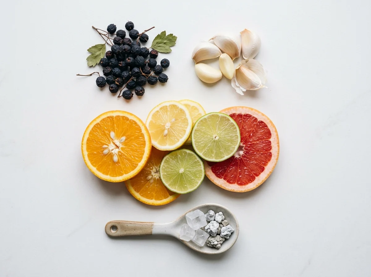 Hawthorn berries, garlic, citrus, and magnesium - cardiovascular support ingredients
